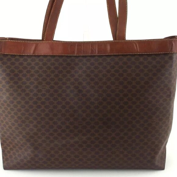 CELINE Tote Bag Macadam Beige PVC x Leather Authentic USED - Picture 2 of 10